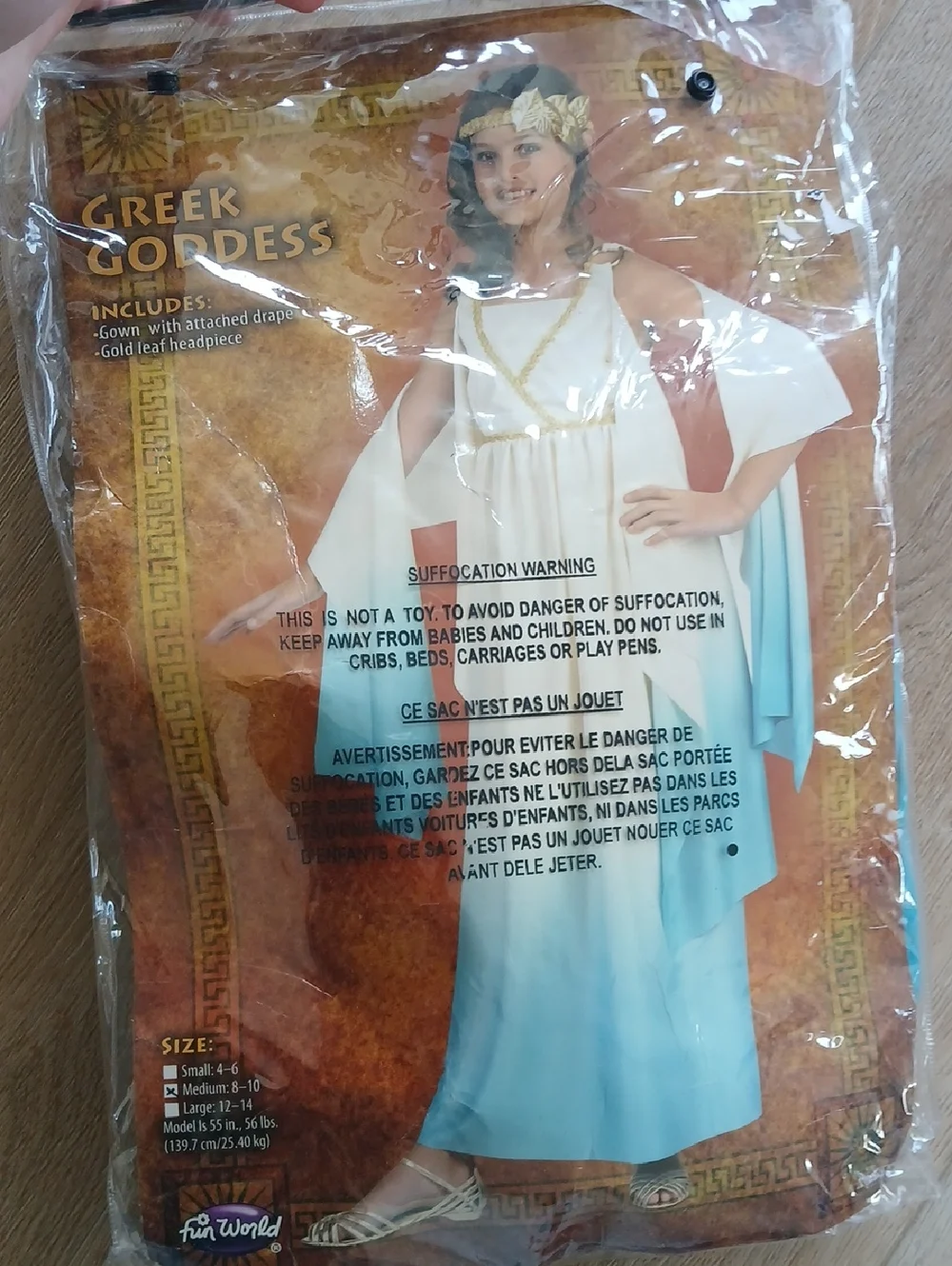 Greek Goddess Costume - White & Light Blue Kids 8-10